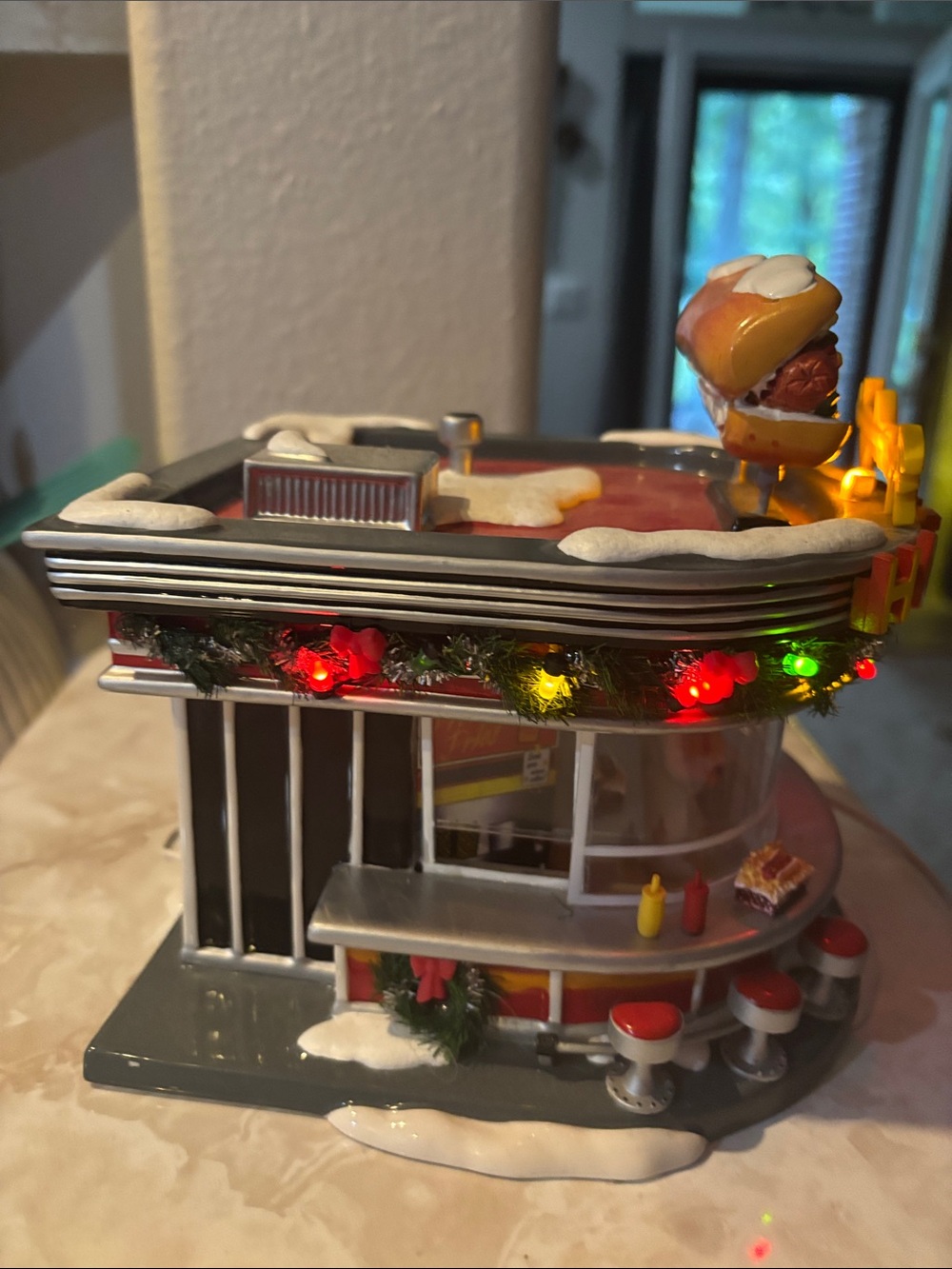 The Original Snow Village Franky's Hot Dogs Lighted Diner Holiday Decoration - Picture 4 of 6
